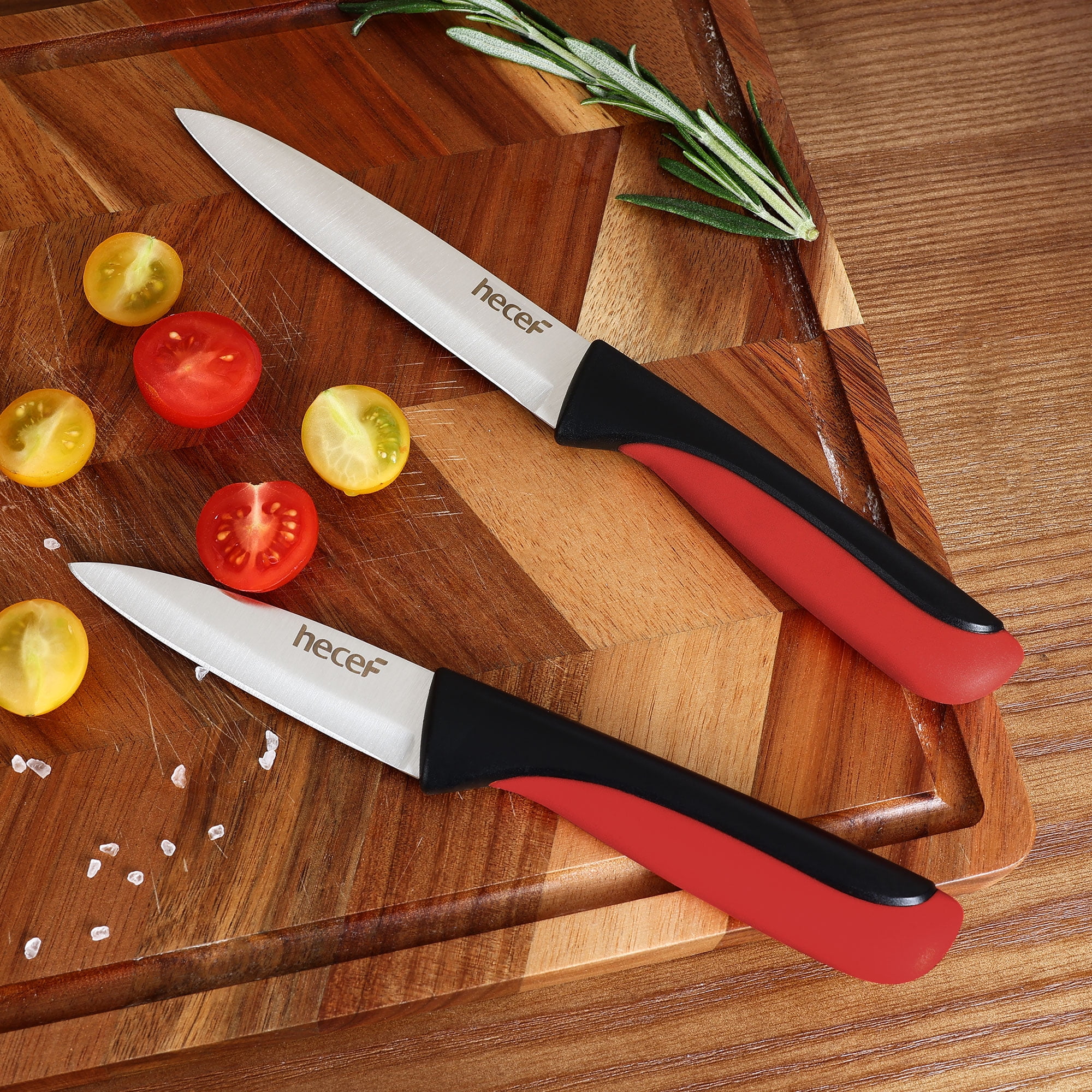 Hecef Knife Set, 13-Piece Satin-finished Sharp and Rust-proof Kitchen Knife set with Sharpener