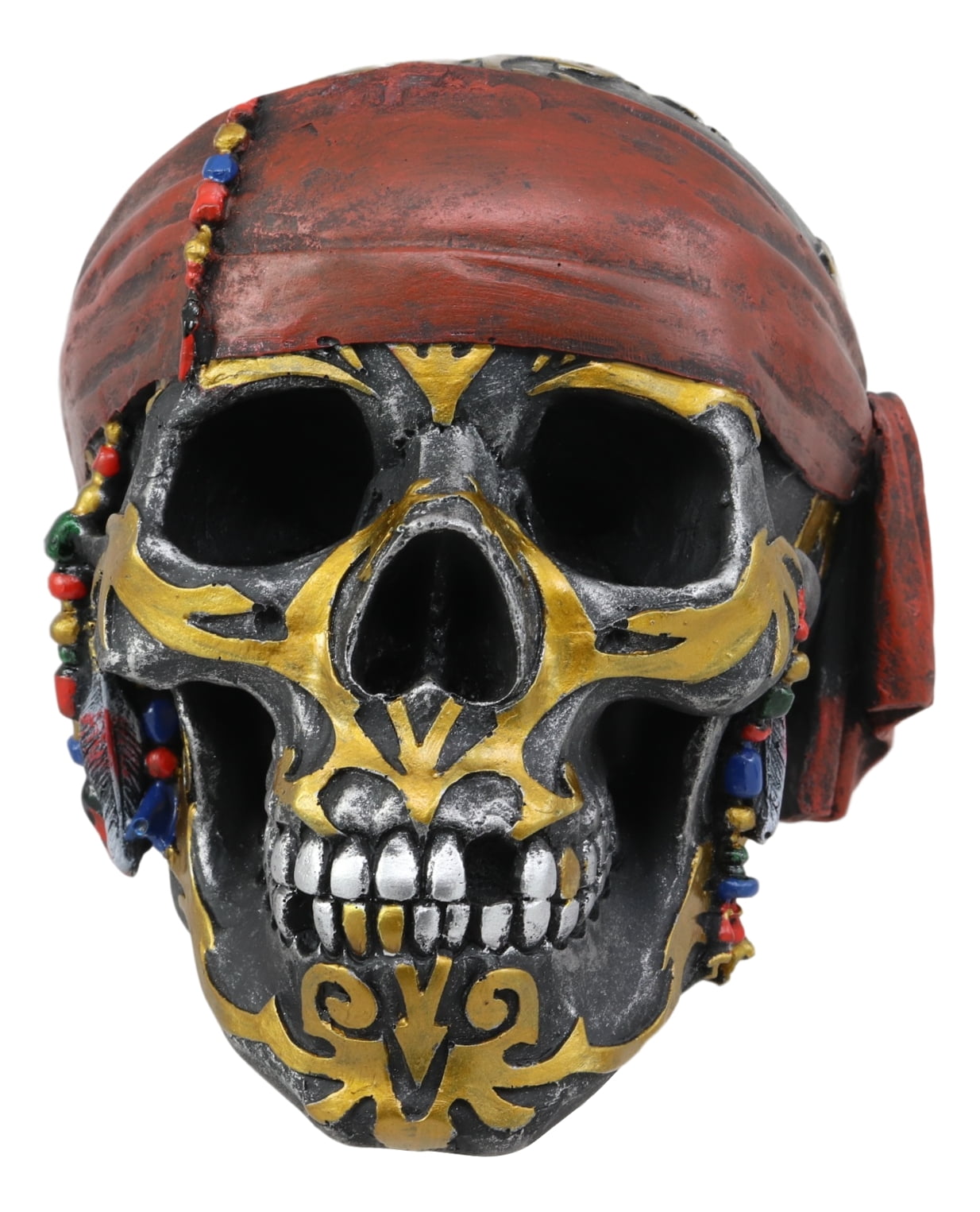 Skeleton Pirate Statue Wood Skull Wall Plaque Halloween decor 60" Tattoo Art 