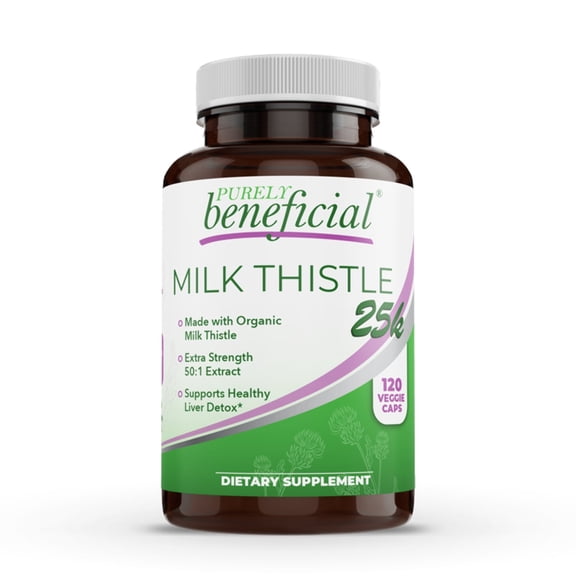 Milk Thistle Capsules- 25,000 mg Strength- 50X Concentrated Seed Extract & 80% Silymarin Standardized- 120 Vegan Pills- Supports Healthy Liver Cleanse & Detoxification, Non-GMO- 4 Month Supply