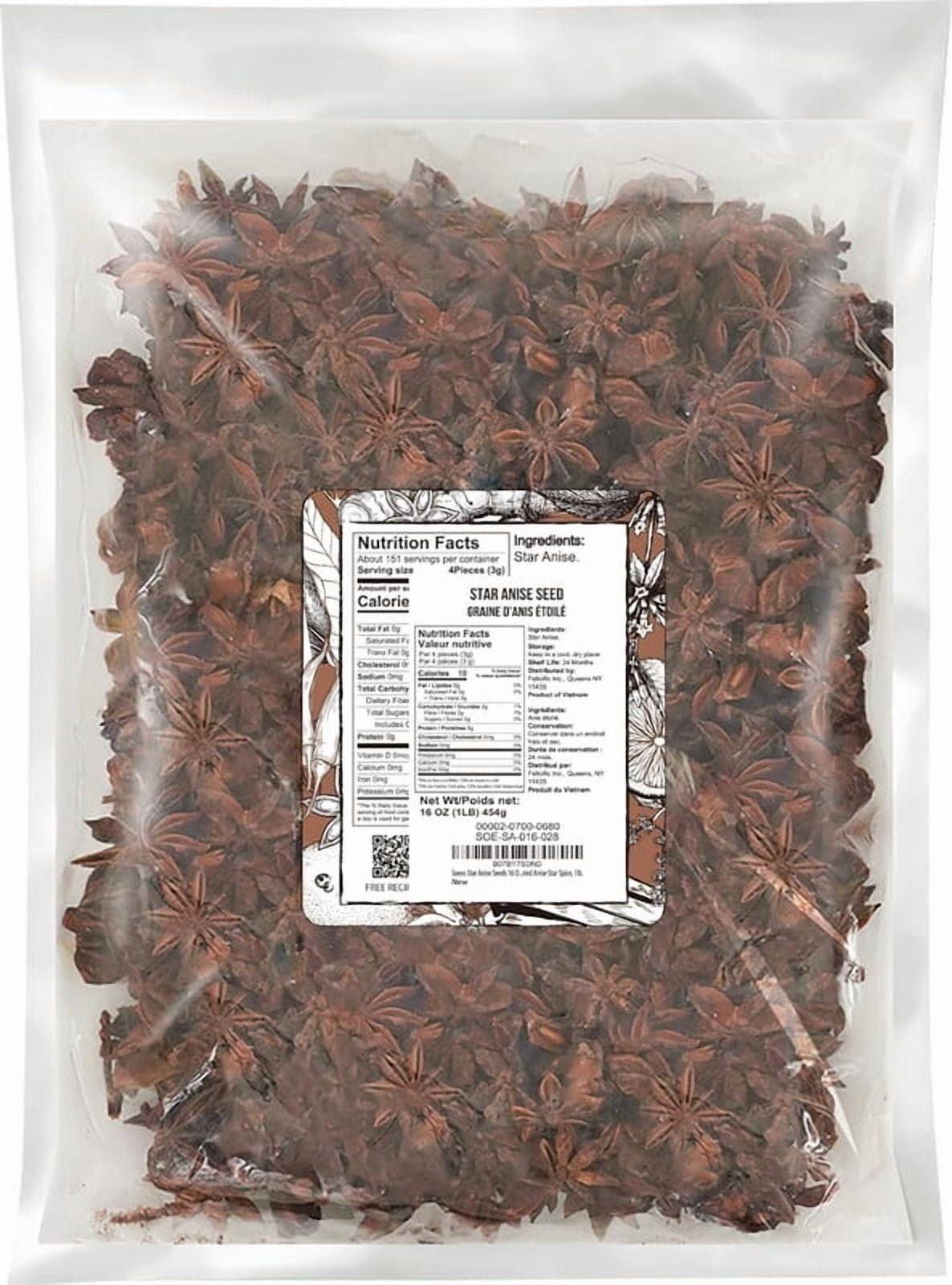 Soeos Star Anise Seeds 16 ounce (1 lb), Whole Chinese Star Anise Seed, Fresh and Pure Star Anise Pod, Non-GMO, Star Anise Spice for Desserts and Wines…