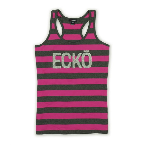 Camiseta sin mangas Ecko Unltd con purpurina y rayas tejidas para mujer rosa extra pequeña