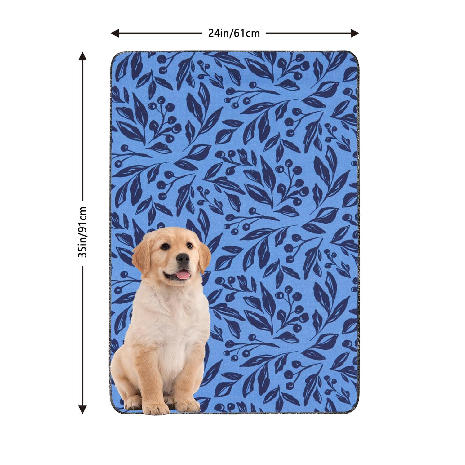2-Set Floral Print Pet Potty Pads, Washable Reusable Dog Training Mats 24x35 Inch, Non-Slip Puppy Housebreaking Solution for Indoor Use