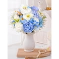 thumbnail image 5 of Blue Artificial Flowers Combo Box Set, Baby Blue Silk Peonies Dahlia Roses with Stems for DIY Bridal Wedding Bouquets Baby Shower Floral Arrangements Centerpiece Table Party Home Decorations, 5 of 16