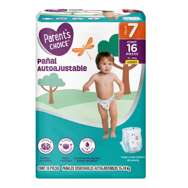 Pañales Desechables Autoajustables Parents Choice Unisex Etapa 7 16 piezas