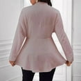 thumbnail image 2 of Women'S Plus Size Textured Button Down V Neck Ruffle Hem Jacket Pink XL, 2 of 4