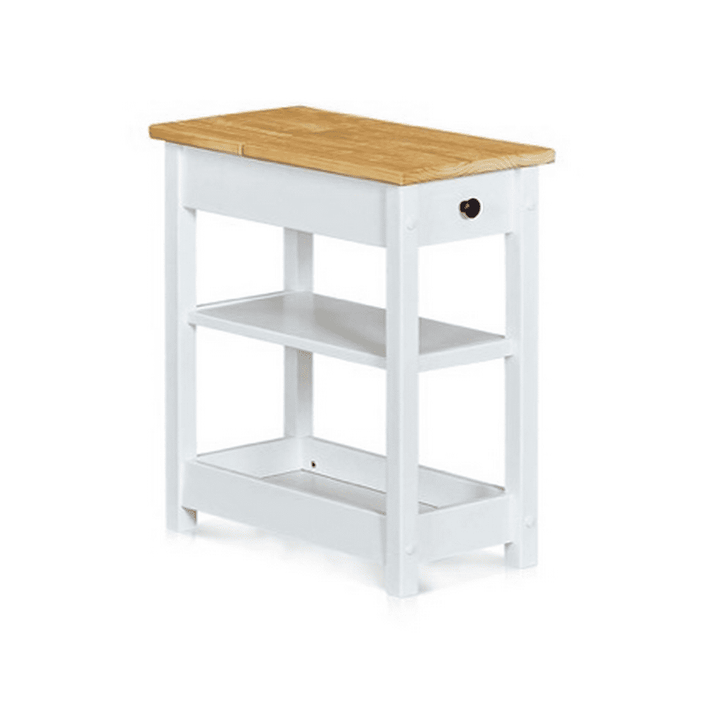 MUSEHOMEINC Rustic Wooden End Table/Slim Side with Flip Top Storage and