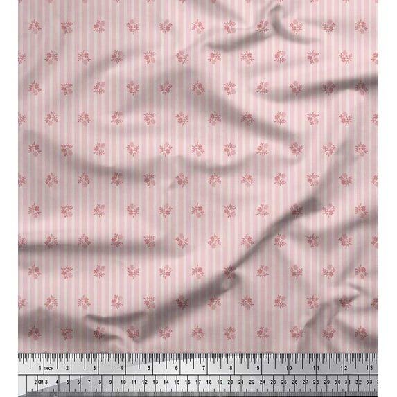 Soimoi Georgette Viscose Fabric Stripe & Floral Shirting Print Sewing Fabric Yard 42 Inch Wide