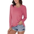 thumbnail image 2 of Womens Long Sleeve Shirts Tops V Neck Thin Long Sleeved Casual Slim Fit Base To Wear A Solid Color T Shirt Top Shirts Blouses for Women Dressy Casual, 2 of 4