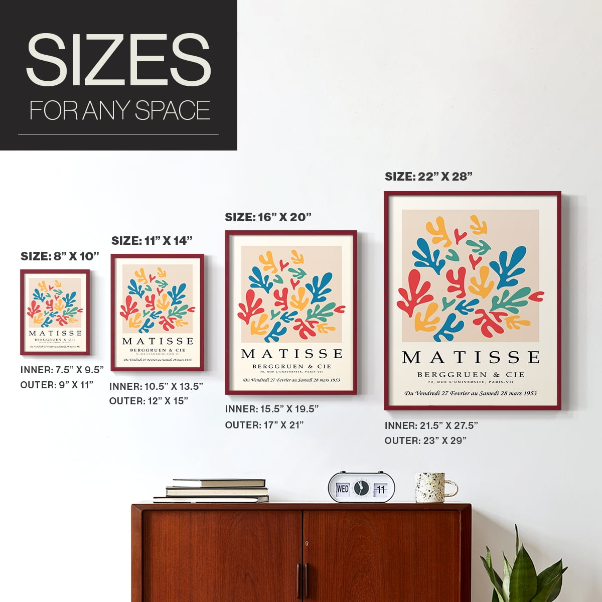 Matisse CCCXLV in Red Solid Wood 11 x 14 Framed Print