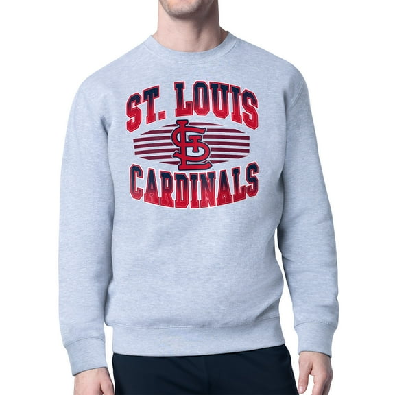 Men's Starter Heather Gray St. Louis Cardinals Team Grit Graphic Fleece Pullover Sweatshirt