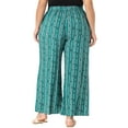 thumbnail image 4 of DARING DIVA Women's Plus Stripe Boho Wide Leg Paper Bag Pants 2X Lake Blue, 4 of 6