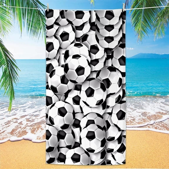 Soccer Painting Beach Towel Quick-Dry Soft and Absorbent,for Swimming Pool Camping Beach,Large Easy Pack Travel Things for Vacationfor Adults(27.5×55 Inches)