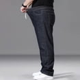 thumbnail image 4 of Men'S Jeans Regular Fit Denim Pants Wide Straight Leg Plus Size Baggy Jeans Elastic Waist Drawsting Casual Trousers, 4 of 8