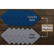 Ruvanti Cloth Napkins Set of 12, 18x18 inches Napkins Cloth Washable, Soft, Durable, Absorbent, Cotton Blend. Table Dinner Napkins Cloth for Hotel, Lunch, Restaurant, Wedding Parties - Blue & Grey
