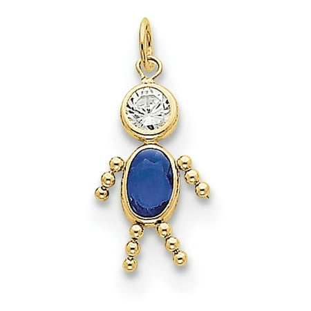 November Birthstone Boy Charm - 10k Yellow Gold September Boy Birthstone Charm