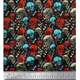 thumbnail image 1 of Soimoi Velvet Fabric Bone,Floral & Skull Halloween Fabric Prints by Yard 58 Inch Wide, 1 of 3