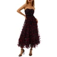 thumbnail image 6 of Gzhioc Women's Summer Tulle Dress, Sleeveless Backless Off Shoulder Heart Print Dress, 6 of 9