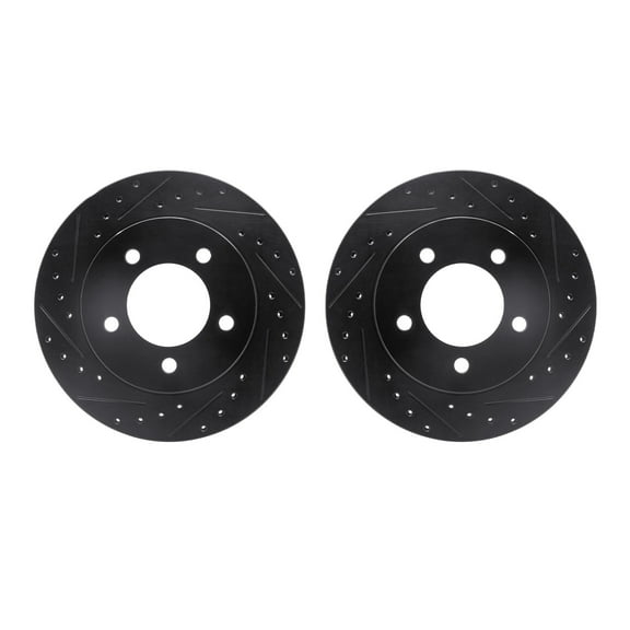 Dynamic Friction Company Front Brake Rotors-Drilled and Slotted-Black 8002-54066