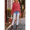 thumbnail image 3 of Soft Ribbed Knit Pocket Sweater Top Relaxed Loose Fit Oversized for Women Red Small, 3 of 4