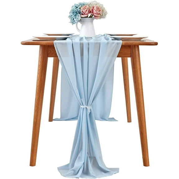 Dalrosia Chiffon Table Runner, 29x120 Inches Sheer Wedding Valentines Day Table Runners for Bridal & Baby Shower, Birthday Party Table Decorations