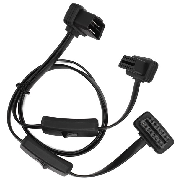 Extension OBD Splitter Cable 16 Pin Flat Noodle High Accuracy 1 In 2 Y Splitter Extend Cable For