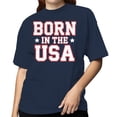 thumbnail image 2 of Smartprints Born in the USA Patriotic Stars Women's T-shirt, Navy, S, 2 of 3