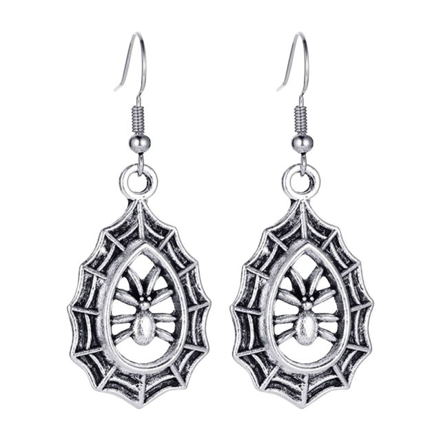 Pendientes para mujer, regalos para mujer, pendientes de Halloween, pendientes de calavera y araña, pendientes desgastados, pendientes