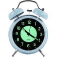 thumbnail image 1 of RV Reloj despertador de 4 pulgadas, cuarzo, analógico, vintage, doble campana, con alarma fuerte y luz nocturna, caja de metal (azul) oso de fresa Electrónica, 1 of 5