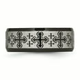 thumbnail image 3 of Stainless Steel Brushed/Polished Black IP Laser Etched Pattern Ring 8 Size, 3 of 6