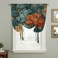 thumbnail image 2 of Vintage Floral Tie Up Curtains 45 Inches Long, Kitchen Window Curtains Over Sink, Boho Red White Floral Leaves Country Vintage Small Window Curtains Balloon Curtains Valances for Bedroom 34"x45", 2 of 8