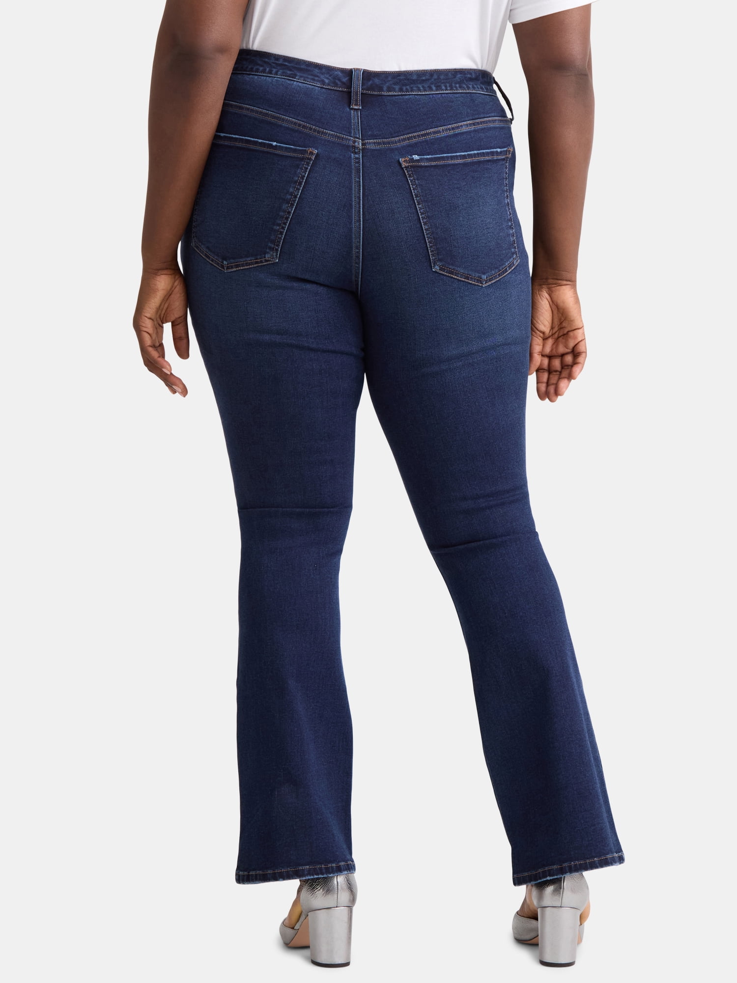 Terra & Sky Women's Plus Size Bootcut High Rise Jeans, Available in Short and Regular Inseams
