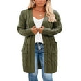 thumbnail image 1 of Women‘s Long Sleeve Cable Knit Sweater Open Front Cardigan Button Down Loose Outerwear Light Blue M, 1 of 7