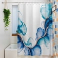 Blue Marble Stone Long Shower Curtain Set, Waterproof Shower Curtains ...