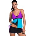 thumbnail image 1 of Womens Summer Colorblock Tankini Top and Bottom Set Swimsuit, 1 of 2