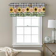thumbnail image 3 of Vintage Floral Valance Curtain for Windows Yellow Pink Sunflower Butterflies Black Plaid Rod Pocket Curtain Valances Short Window Treatments Panels for Kitchen Bathroom Laundry Basement 60 x 18 Inch, 3 of 9