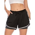 thumbnail image 5 of Women's 2 in 1 Running Shorts Workout Athletic Gym Yoga Shorts with Pockets, 5 of 8