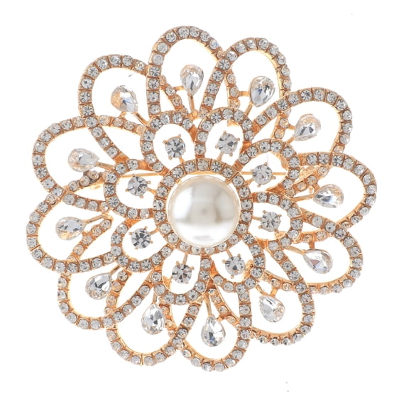 Large Crystal Flower Brooch