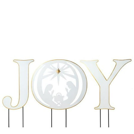 Burton & Burton Yard Stake J O Y With Holy Family In O Set