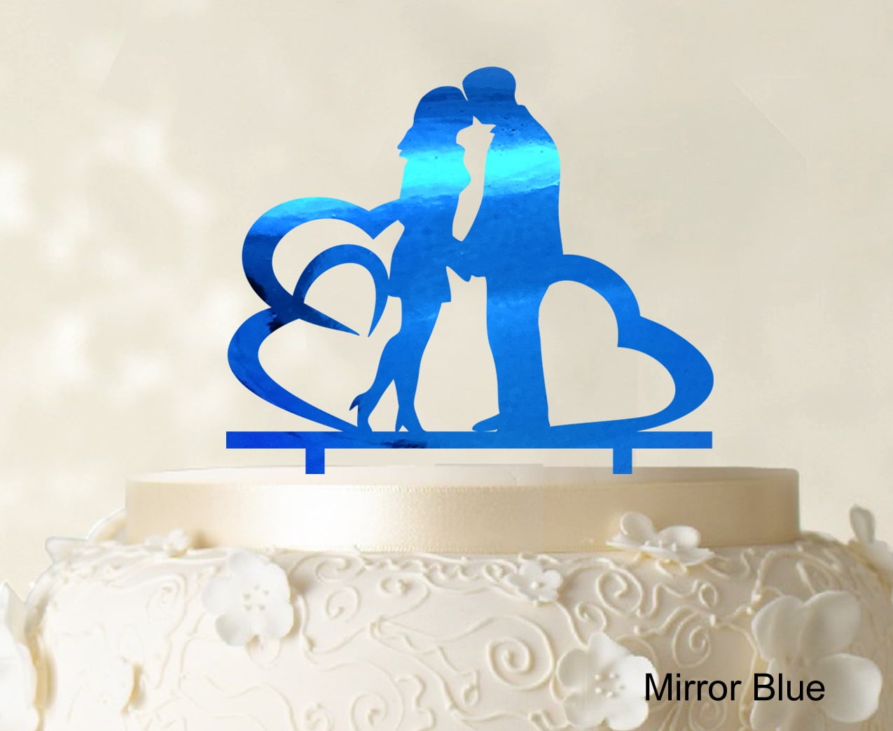 Royal Blue Wedding Cake Topper Butterfly Mr & Mrs Personalised Cakes Decoration 
