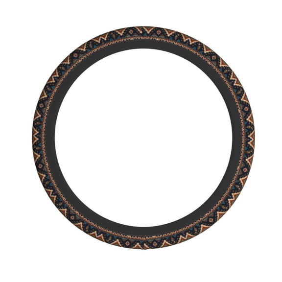 Boho Ethnic Geometric Wall Decor Neoprene Steering Wheel Cover, Stretchable Non-Slip Grip Protector, Universal Fit for Cars SUVs Trucks