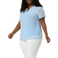 thumbnail image 5 of MODA NOVA Juniors Plus Size Blouses Pin Dots Round Neck Basic Top Blue 3X, 5 of 7