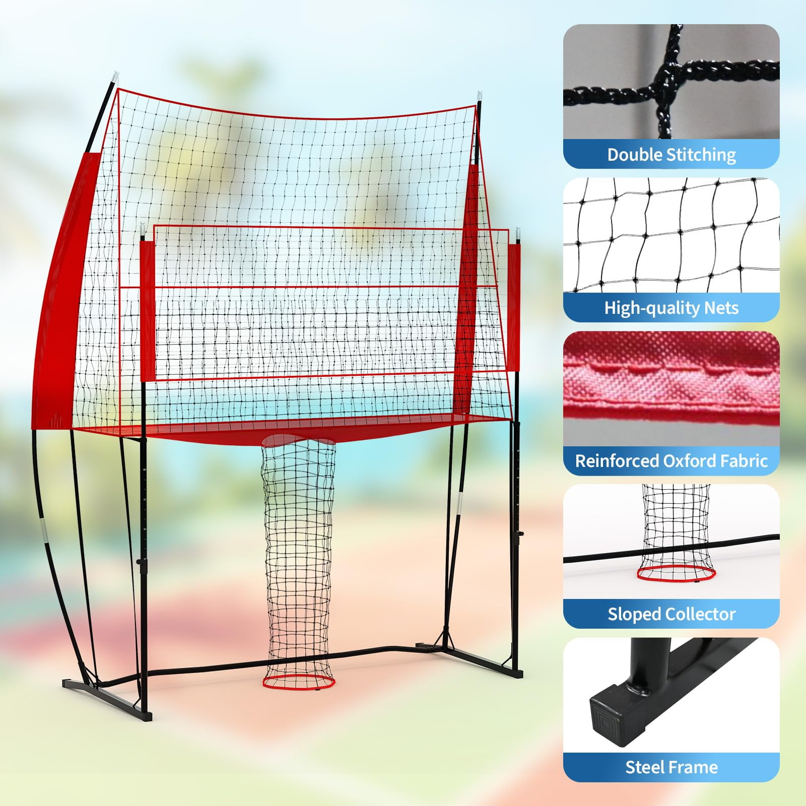 8x11 Ft Volleyball Net System – Adjustable Height, Portable Training Net Set with Carrying Bag for Indoor & Outdoor Play