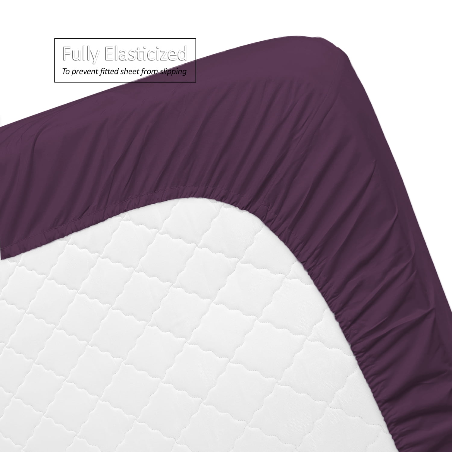 Clara Clark Premier 1800 Microfiber Collection 3-Line Bed Sheet Set, Split King Size, Purple