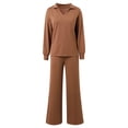 thumbnail image 5 of Aihuaihua 2 Piece Sets for Women 2025 Fall Outfits Sweatsuit Oversized Sweatshirt Drawstring Wide Leg Sweatpants Matching Set Tracksuit Brown, 5 of 9