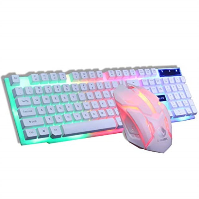 Color : A Wired Lighting Mouse Set USB and Mouse Rainbow Pause Backlight Mouse Keyboards