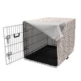 thumbnail image 3 of Valentines Day Dog Crate Cover, Romantic Heart Shapes and Polka Dots on Vertical Curved Lines, Easy to Use Pet Kennel Cover for Dogs, 35" x 23" x 27", Eggshell Vermilion Grey, by Ambesonne, 3 of 6