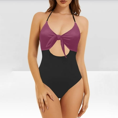 POROPL Cute One Piece Swimsuit for Women Bikini Halter Top Swim Thin Cutout Swim Size S-2XL