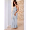 thumbnail image 6 of Women'S Spaghetti Strap V Neck Lace Up Bodycon Solid Nightclub Party Casual Dress Blue L, 6 of 9