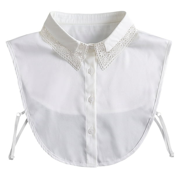 Cuello falso, cuello desmontable, bordado de encaje blanco para mujer