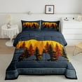 thumbnail image 3 of Feelyou Jungle Bear Print Bedding Comforter Set, Vintage Blue Cabin Twin Comforter Sets, Rustic Farmhouse Theme Reversible Bedding Set, Microfiber Bedroom Decor, 2pcs, 3 of 9